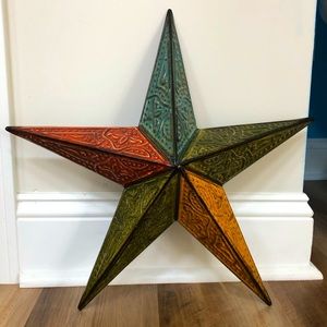 Multicolored Textured Metal Barn Star- Small